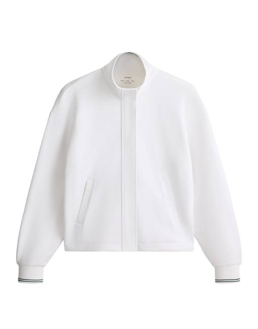 OYSHO Baumwoll-Piqué-Jacke mit Paspelierung in Wollweiß, 7 von 7