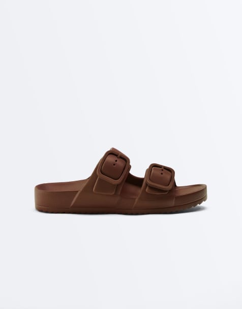 OYSHO – Beachwear – Sandalen in Braun mit Schnalle - view 1