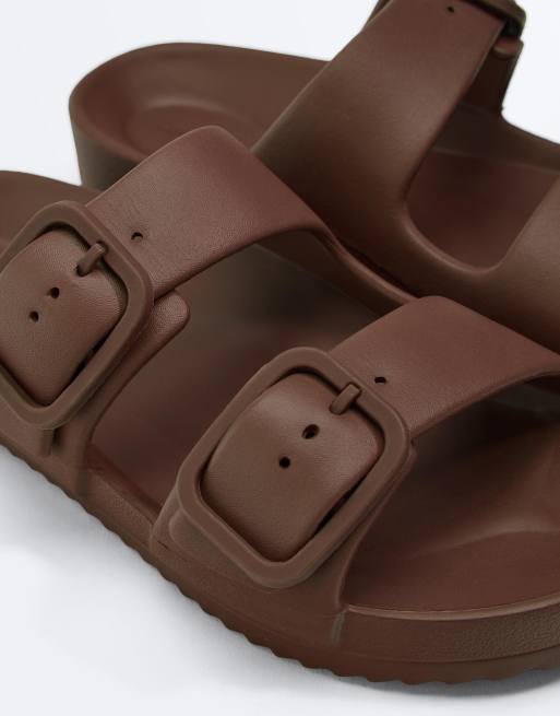 OYSHO - Beachwear - Sandali marroni con fibbia, 4 di 4