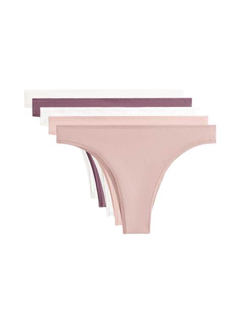 Oysho - Beige brasilianske trusser i bomuldsblanding i pakke med 5 par - view 1