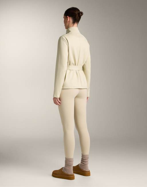 OYSHO – Beige jacka med neopreneffekt och skärp, 2 av 4