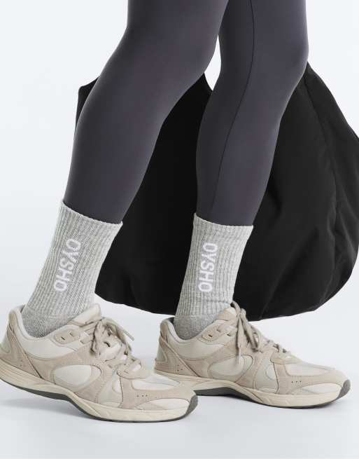 OYSHO – Beige, klassiska strumpor i bomullsmix, 3 par, 4 av 4