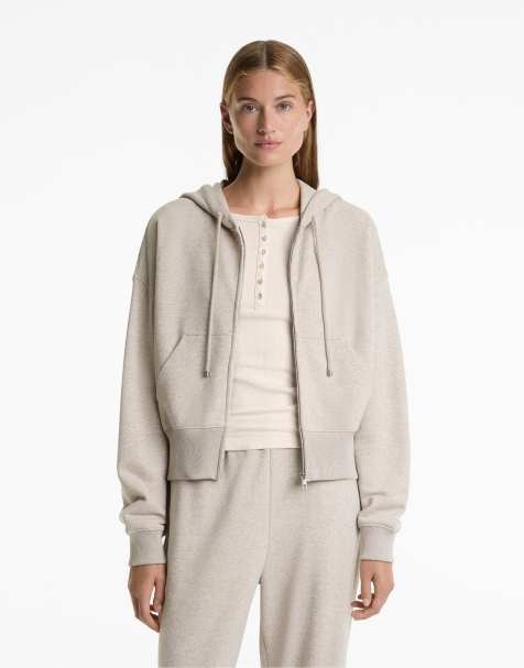 OYSHO – Beige, kort jacka med huva i bomullsmix - view 1