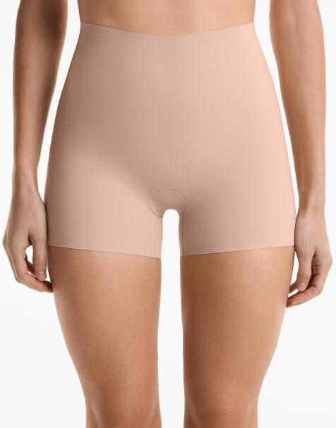 Oysho – Beige, laserskurna hotpants med hög midja och osynlig design - view 1