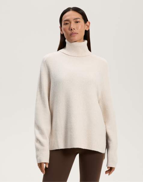 OYSHO - Beige og oversized trøje i strik med rullekrave - view 1