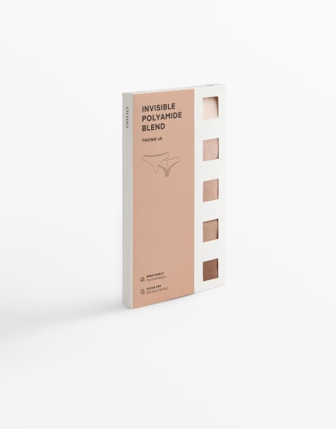 Oysho – Beige, osynliga stringtrosor i polyamidmix, 5-pack - view 1