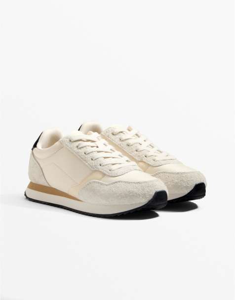 OYSHO – Beige sneakers i nylon med kontrastfärgad sula - view 1