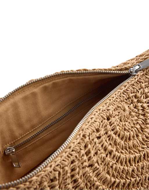 OYSHO – Beige väska med raffiaeffekt, 3 av 4