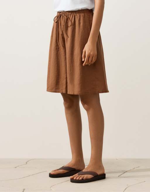 OYSHO - Bermuda mi-long en pur lin - Marron, 2 de 4
