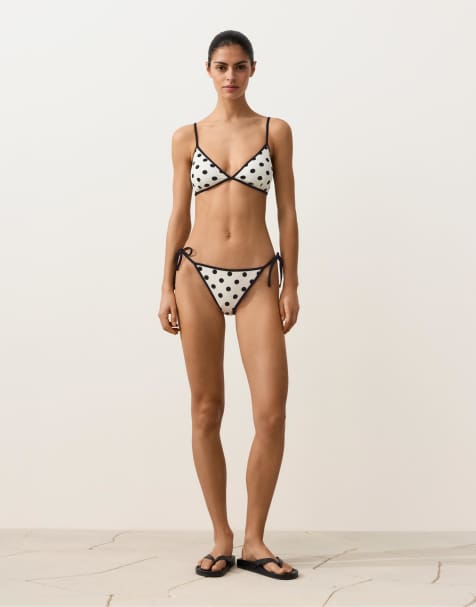 OYSHO – Bikini in blassem Ecru mit Polka Dots - view 1