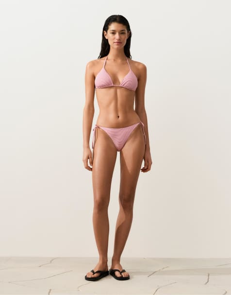OYSHO - Bikini triangle à rayures - Rouge - view 1