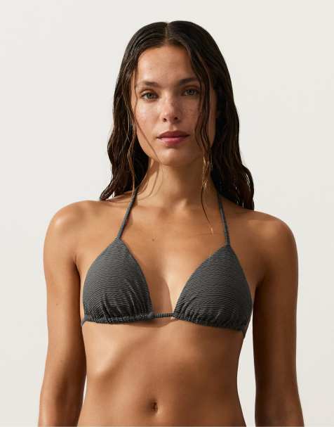 Oysho - Bikini triangle en jacquard - Anthracite délavé - view 1