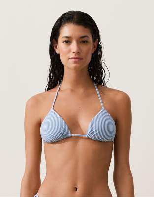 Bikini triangle texturé à rayures - Bleu XL