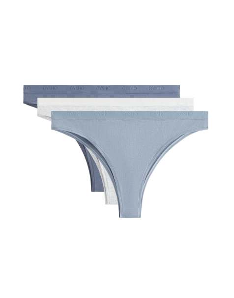 OYSHO – Blå brazilian-trosor i bomullsmix med logga, 3-pack - view 1