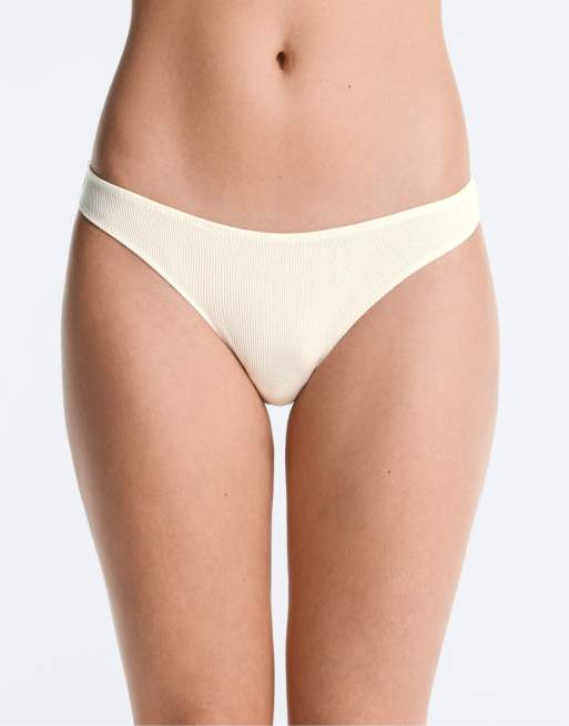 OYSHO – Blå, ribbade brazilian-trosor med U-skärning i bomull, 5-pack, 2 av 4