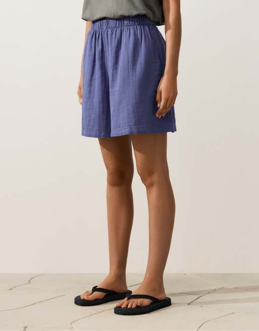 OYSHO - Blåbærfarvede bermudashorts i 100% bomuld, 2 af 4