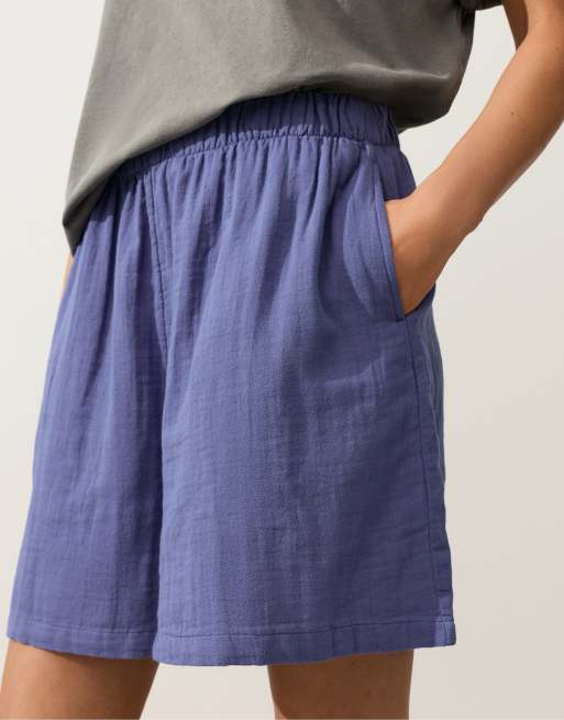 OYSHO - Blåbærfarvede bermudashorts i 100% bomuld, 3 af 4