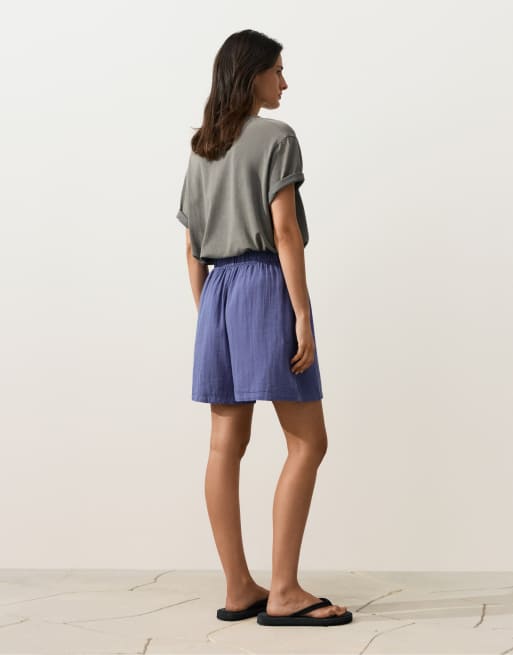 OYSHO - Blåbærfarvede bermudashorts i 100% bomuld, 4 af 4