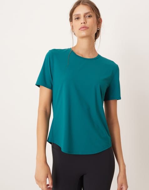 OYSHO - Blågrøn T-shirt med korte ærmer i tech-stof - view 1