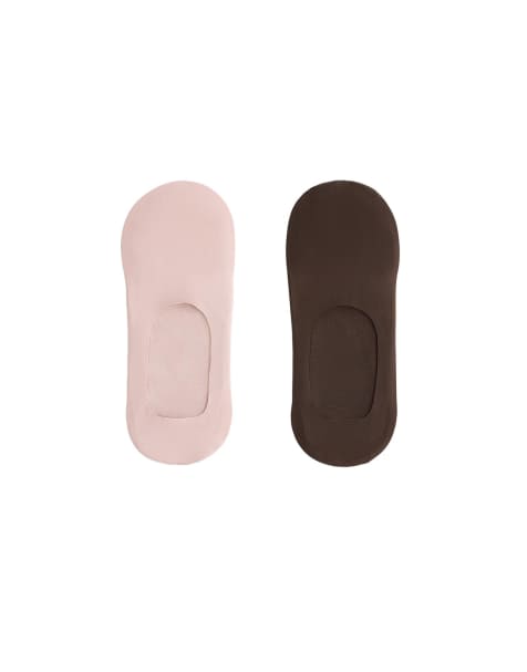 OYSHO – Blekrosa, osynliga strumpor i mikrofiber med hög skärning, 2-pack - view 1