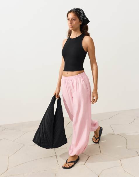 OYSHO – Bloomer-Hose aus 100% Leinen in Rosa - view 1