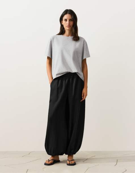 OYSHO – Bloomer-Hose aus 100% Leinen in Schwarz - view 1