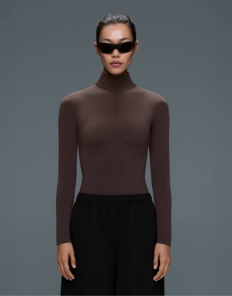 OYSHO body sous-couche thermique à demi-zip marron - view 1