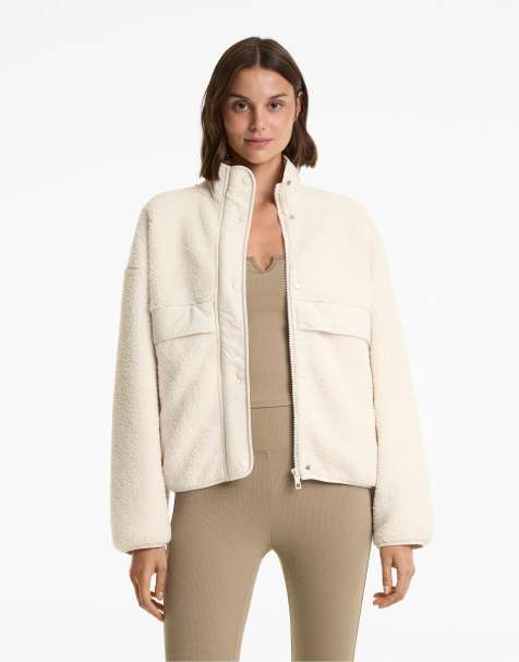 OYSHO - Bomber léger en textile imitation shearling - Écru - view 1