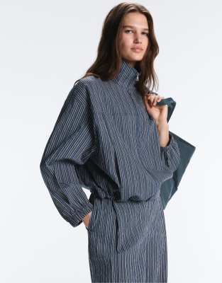 OYSHO - Bomberjacke in Marineblau mit Streifenmuster