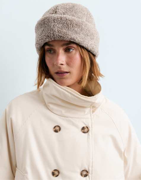 OYSHO Bonnet à revers en imitation peau de mouton, mélange mink - view 1