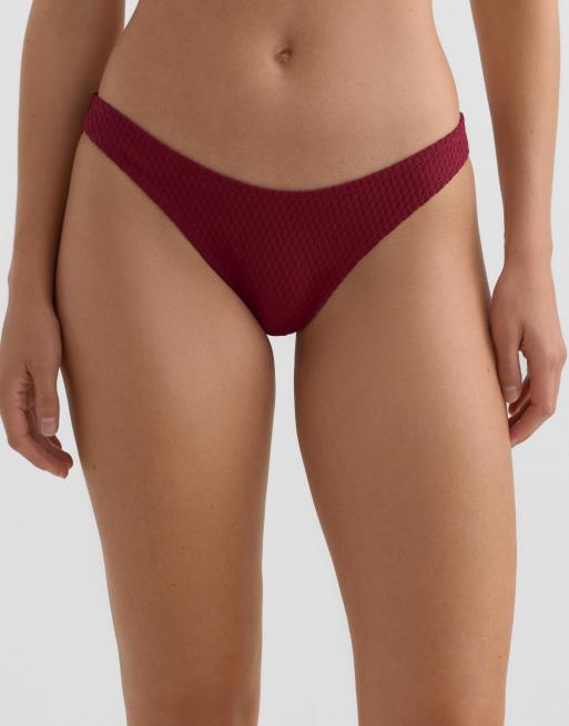 OYSHO - Bordeaux brasilianske bikinitrusser med U-snit og tern i jacquard