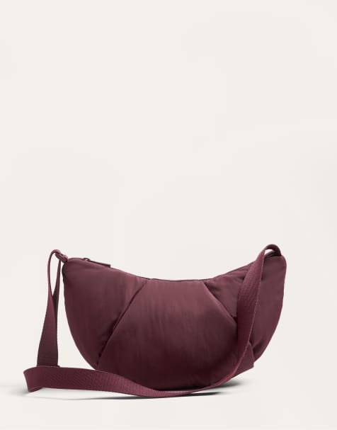 OYSHO - Bordeauxrød lille crossbody-taske med vattering - view 1