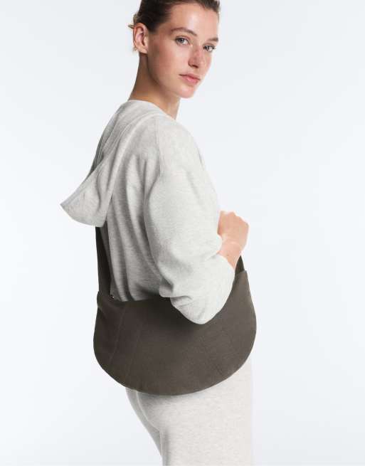 OYSHO - Borsa a tracolla in 100% cotone grigia, 4 di 7