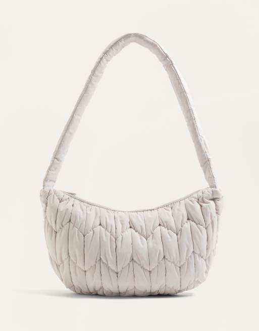 OYSHO - Borsa a tracolla trapuntata color pietra