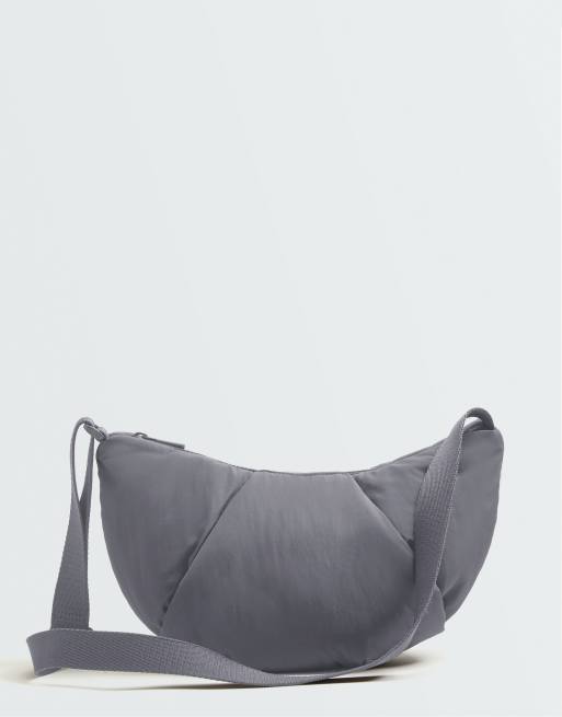 OYSHO borsa a tracolla trapuntata grigia, 2 di 6