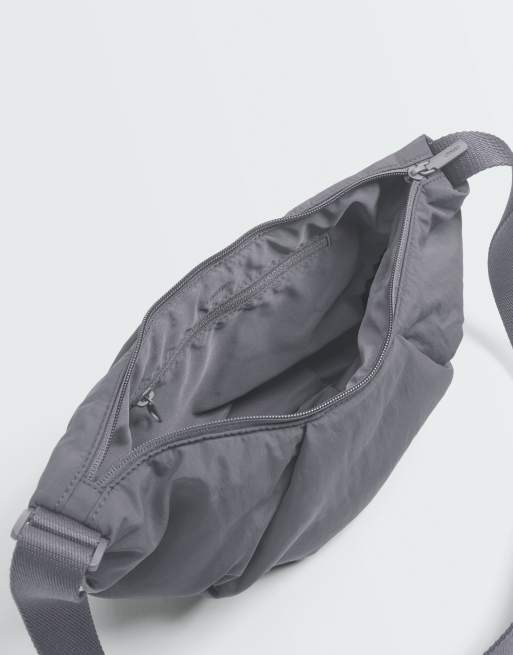 OYSHO borsa a tracolla trapuntata grigia, 3 di 6