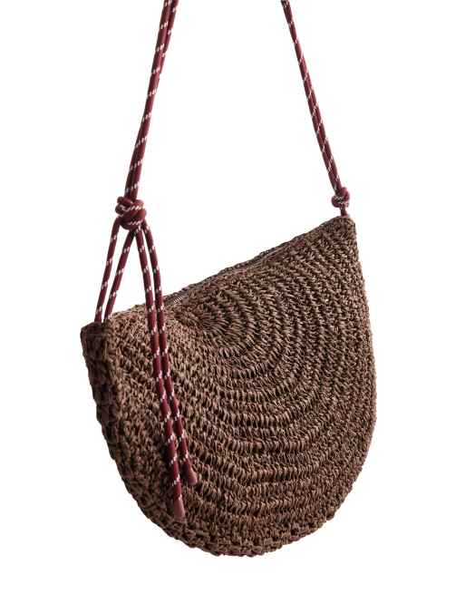 OYSHO - Borsa effetto rafia marrone, 4 di 4