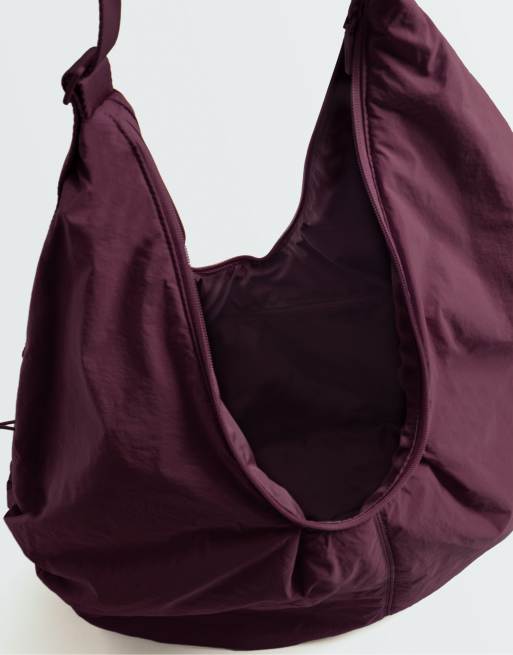 OYSHO borsa shopper arricciata bordeaux, 4 di 5