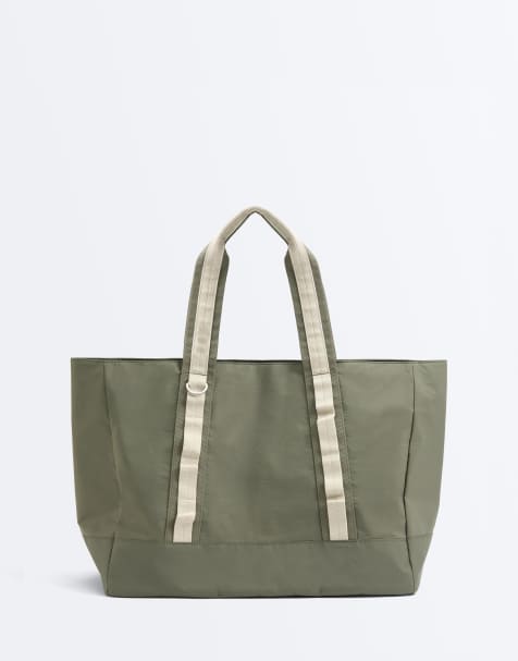 OYSHO - Borsa shopper kaki a contrasto - view 1