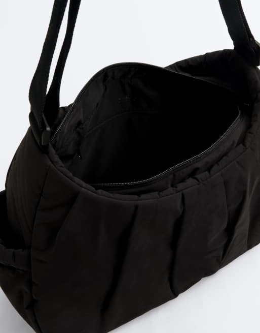 OYSHO - Borsa shopper nera con tasche laterali, 6 di 7