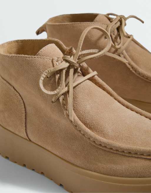 OYSHO Bottes à lacets en cuir taupe, 4 de 7