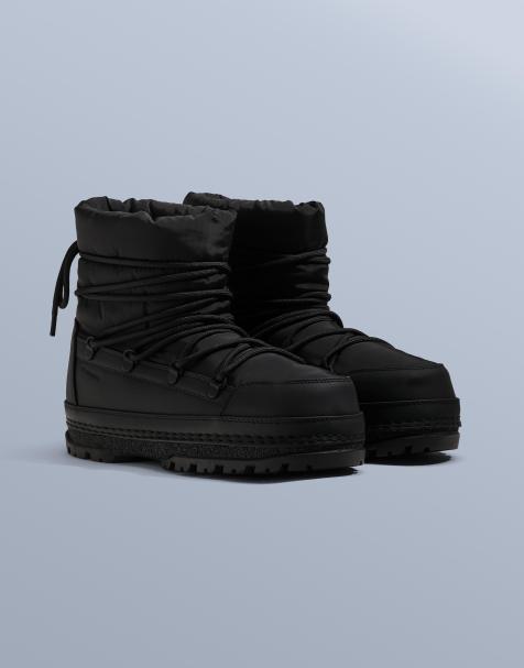 Oysho - Bottes après-ski à lacets en nylon - Noir - view 1