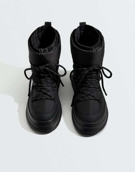 Oysho - Bottes après-ski à lacets en nylon - Noir, 3 de 6