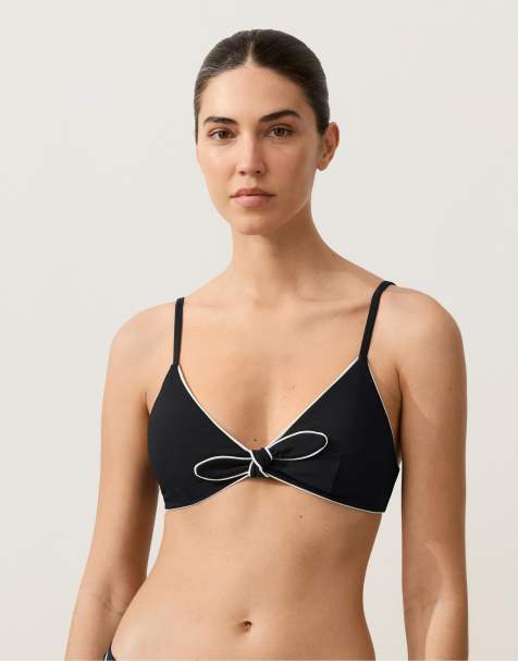 OYSHO Bow triangle bikini top in black - view 1