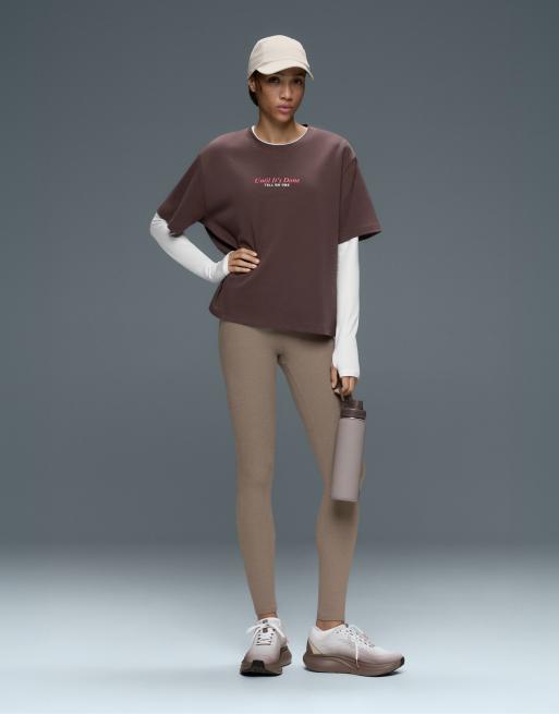 OYSHO Boxy 100% cotton text t-shirt in purple, 2 of 5