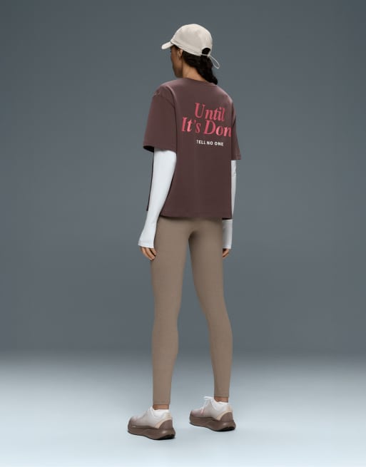 OYSHO Boxy 100% cotton text t-shirt in purple, 4 of 5