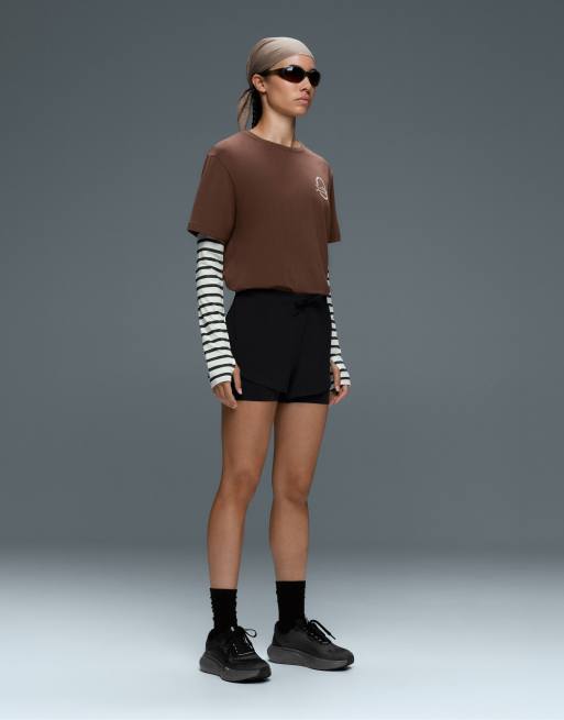 OYSHO Boxy cotton blend short-sleeved t-shirt with print in cocoa, 3 of 5