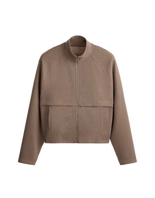OYSHO Boxy-Jacke mit Hahnentrittmuster in Neoprenoptik in Braun, 6 von 6