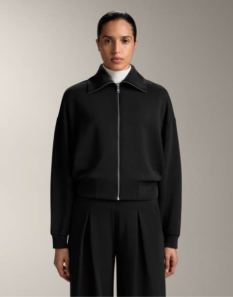 OYSHO Boxy jacket with pleat and soft-touch modal in black - view 1