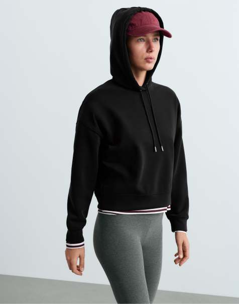 OYSHO Boxy sweatshirt with brushed modal in black - view 1